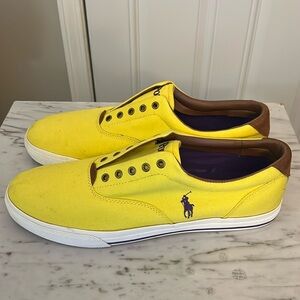 Polo Ralph Lauren Yellow Brown Canvas Vito Sneaker